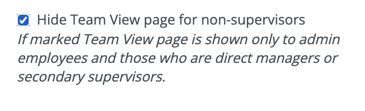 Screenshot of Hide Team View page for non-supervisor feature at TimeOff.Management