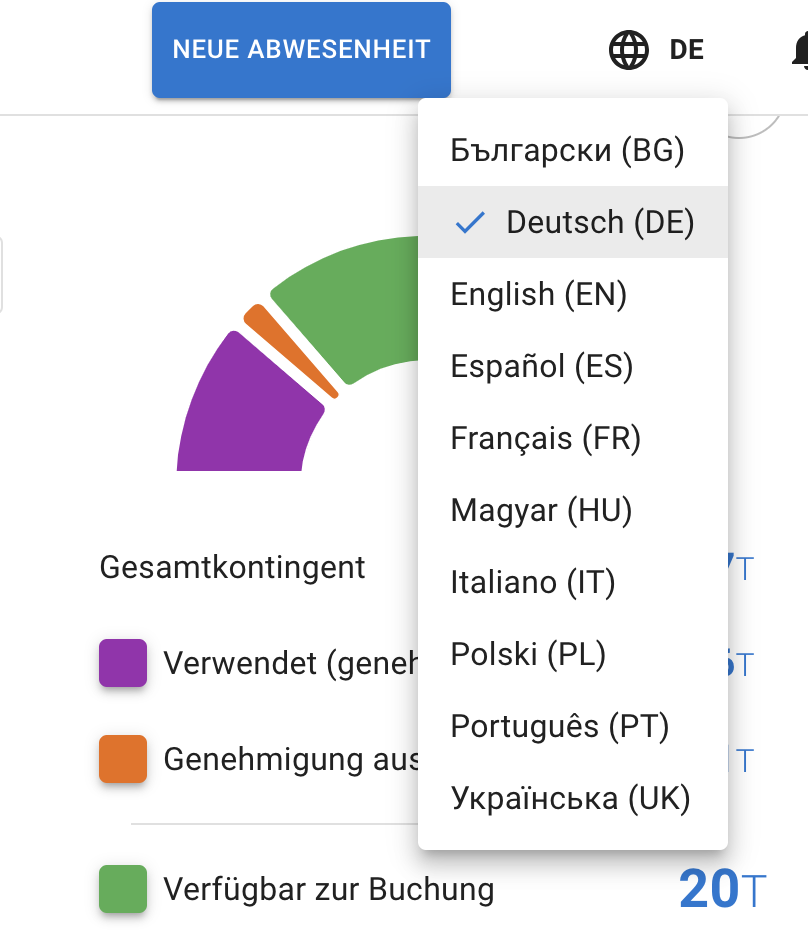 Wählen Sie aus 9 Sprachen