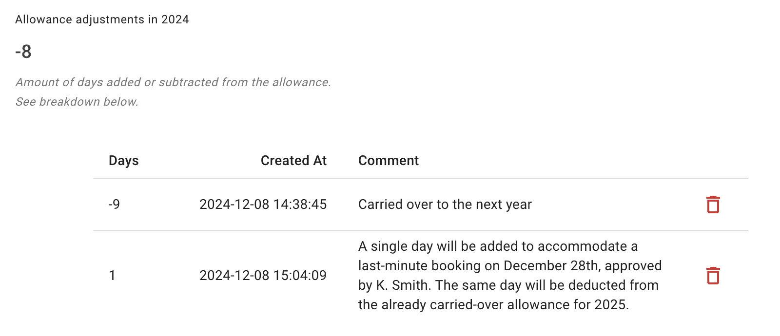 Edit options to adjust individual leave type limit in Timeoff absence planner