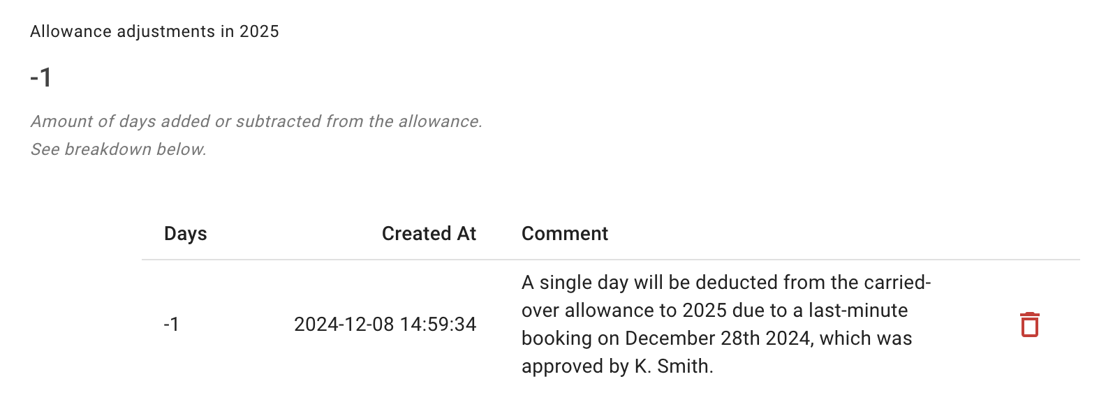 Edit options to adjust individual leave type limit in Timeoff absence planner