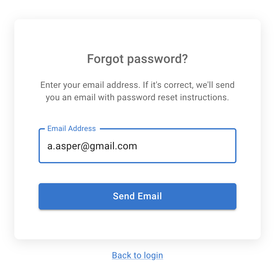 Forgot password email link request